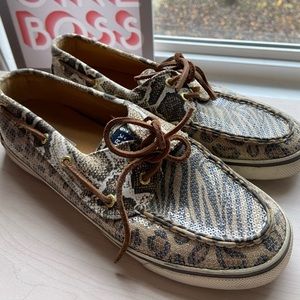 Sperry animal print top sider